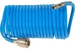 G&uuml;de Druckluft Spiralschlauch 5mm 5m PU Schlauch 1/4" Kupplung Kompressor