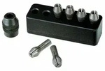 PROXXON MICROMOT-Stahlspannzangen, 6 St&uuml;ck von 1 bis 3,2 mm, mit Halter