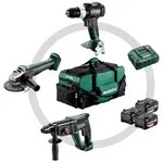 Metabo Combo Set 18V Akkuschrauber Winkelschleifer Kombihammer 3x5,2 Ah Akkupack