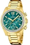 Festina Damen Armbanduhr Boyfriend Rainbow F20609/6 Chronograph Edelstahl gelbgo...