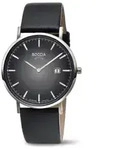 Boccia Herren Armbanduhr Slim 3648-04 Titan Lederband schwarz