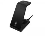 Deltaco 3-in-1 Wireless Charger, 15W, USB-C, Qi - Schwarz