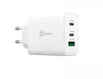 j5create Wall Charger GaN, 65 W, 2x USB-C, 1x USB-A, 3-Port Charger - Ladeger&auml;t