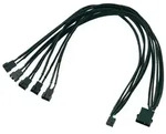 AKASA PC-L&uuml;fter Verl&auml;ngerungskabel 4-pins - 1 Molex zu 5 PWM 9 - Schwarz