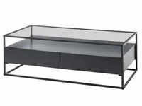 MCA Furniture Couchtisch Evora ca. 120x60cm in schwarz matt / Klarglasplatte