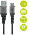 Goobay USB-C? auf USB-A Textilkabel mit Metallsteckern (space grau/silber) 2 m