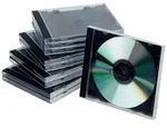 Q-Connect CD-Boxen Standard - Hardbox f&uuml;r 1 CD/DVD, transparent/schwarz, Packung mit