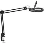 LED-Lupenleuchte Glaslinse 127mm 5Zoll Tischklemme schwarz Abdeckung,runder Kopf