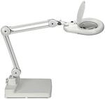 LED-Lupenleuchte Glaslinse 127mm (5 Zoll) Standfu&szlig; wei&szlig; m.Abdeckung,runder