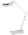 LED-Lupenleuchte Glaslinse 190,5mm (7,5&Prime;) Standfu&szlig; wei&szlig; Abdeck.,eckiger Kopf