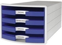 Han Schubladenbox IMPULS 1013-14 DIN A4/C4 4F&auml;cher offen l.gr/bl 127009350