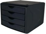 Helit Schubladenbox m.Auszugssperre 4 Schubl.schwarz H215xB265xT332mm H6429595
