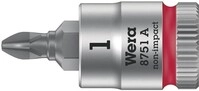 Wera Schraubendrehereinsatz 8751 A Phillips 1/4 Zoll Kreuzschlitz PH PH 1 L.28mm