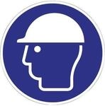 10 Stk. Schild Kopfschutz benutzen D.200mm Kunststoff blau/wei&szlig; ASR A1.3 DIN EN