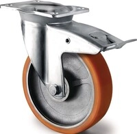 Tecwerk Schwerlastlenkrolle D.160mm Trgf.800kg Totalfesteller Gu&szlig;-PU
