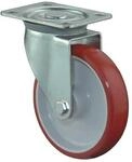 Bs Rollen Lenkrolle D.200mm Trgf.300kg PU Platte L135xB110mm Farbe Rl.rot
