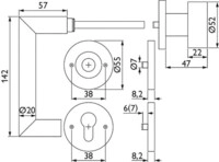 Tecwerk FS-Garnitur NW-443-2 VA 60 D/K TS 40-58mm PZ rd.DIN L/R