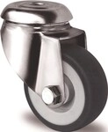 Tecwerk Lenkrolle D.50mm Trgf.50kg R&uuml;ckenloch PP Gleitlager VA TPE grau