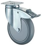 Bs Rollen Lenkrolle m.Festst.D.80mm Trgf.80kg m.Platte Kugell.Gum.grau
