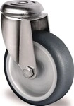 Tecwerk Lenkrolle D.75mm Trgf.75kg R&uuml;ckenloch PP Gleitlager VA TPE grau