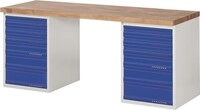 Tecwerk Werkbank Ser.BK 650 B2000xT700xH840mm Buche lichtgrau/blau 12 Schubl.
