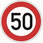 Adco Verkehrszeichen VZ 274-50 H&ouml;chstgeschwindigkeit 50 km/h D.600 mmx2mm Ronde