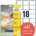 Avery Zweckform Etikett L6025REV-25 63,5x46,6mm wei&szlig; 540 St./Pack.