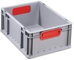Allit Transportstapelbeh&auml;lter L400xB300xH170mm grau PP geschlossener Griff rot