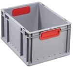Allit Transportstapelbeh&auml;lter L400xB300xH220mm grau PP geschlossener Griff rot