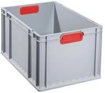 Allit Transportstapelbeh&auml;lter L600xB400xH320mm grau PP geschlossener Griff rot