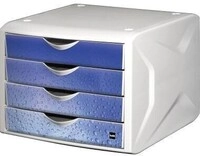 Helit Schubladenbox Chameleon H6129634 4Sch&uuml;be A4/C4 cool water 127213352