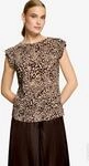 T-Shirt gerafft mit Leoprint