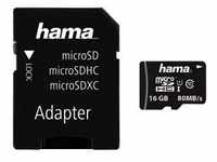 HAMA microSDHC 16GB Class 10 UHS-I 80MB/s + Adapter/Mobile (00124138) - Ideal für