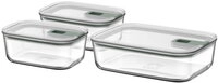Mepal EasyClip Set Glas-Frischhaltedose 3-teilig (2x 700 ml + 1500 ml) - Nordic sage