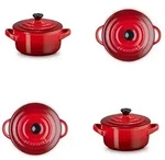 Le Creuset Mini-Cocotte 4er Set Kirschrot