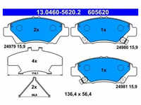 Bremsbelagsatz Scheibenbremse ATE 13.0460-5620.2 für Honda Jazz III Insight
