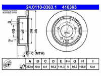 Bremsscheibe ATE 24.0110-0363.1 (2 Stk.) für Chrysler Jeep Sebring Compass