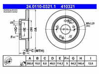 Bremsscheibe ATE 24.0110-0321.1 (2 Stk.) für Honda Accord VII