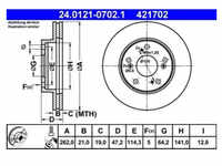 Bremsscheibe ATE 24.0121-0702.1 (2 Stk.) für Honda Civic VII Hatchback