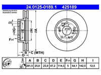 Bremsscheibe ATE 24.0125-0189.1 (2 Stk.) für Honda FR-V