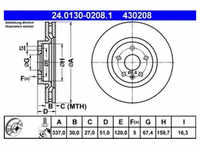 Bremsscheibe ATE 24.0130-0208.1 (2 Stk.) für Saab Opel 9-5 Insignia A