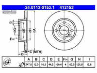 Bremsscheibe ATE 24.0112-0153.1 (2 Stk.) für Opel Agila