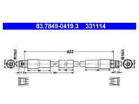 Bremsschlauch ATE 83.7849-0419.3 für VW Audi Phaeton A8 D3