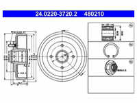 Bremstrommel ATE 24.0220-3720.2 (2 Stk.) für Ford Ssangyong Focus I