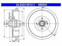 Bremstrommel ATE 24.0223-0012.1 (2 Stk.) für VW Passat B3/B4
