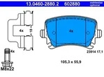 Bremsbelagsatz Scheibenbremse ATE 13.0460-2880.2 f&uuml;r VW Seat Skoda Audi Alhambra