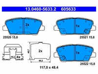Bremsbelagsatz Scheibenbremse ATE 13.0460-5633.2 für Kia Hyundai Sorento II