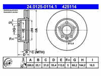 Bremsscheibe ATE 24.0125-0114.1 (2 Stk.) für VW Ford Seat Sharan Galaxy I