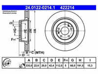 Bremsscheibe ATE 24.0122-0214.1 (2 Stk.) für VW Audi Phaeton A8 D3