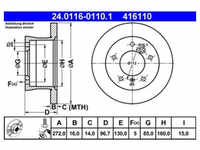 Bremsscheibe ATE 24.0116-0110.1 (2 Stk.) für Mercedes-Benz VW G